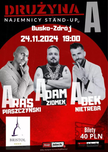 Busko-Zdrój Wydarzenie Stand-up Adek Nietreba, Aras Piaszczyński, Adam Ziomek